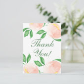Chic Peach Blush Floral Dank u Briefkaart (Staand voorkant)