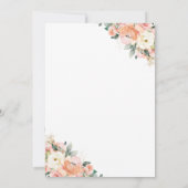 Chic Peach Blush Ivoor Witte Bloemen Krans Trouwen Kaart (Achterkant)
