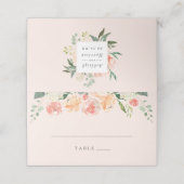 Chic Peach Blush Lente Bloemen Huwelijk Plaatskaartje (Buitenkant ongevouwen)