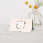 Chic Peach Blush Lente Bloemen Huwelijk Plaatskaartje (Achterkant)