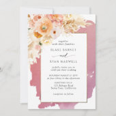 Chic Peach Blush Pink and Burgundy Floral Wedding Kaart (Voorkant)