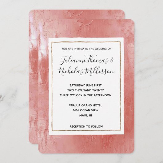 Chic Peach bruiloft Kaart (Voorkant / Achterkant)