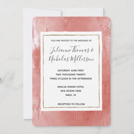 Chic Peach bruiloft Kaart (Voorkant)