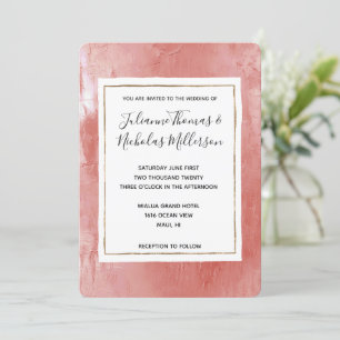 Chic Peach bruiloft Kaart