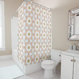 Chic Peach en White Pattern Shower Curtain Douchegordijn