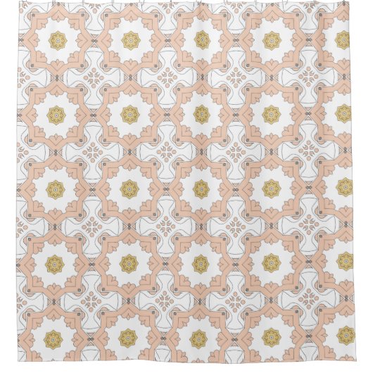 Chic Peach en White Pattern Shower Curtain Douchegordijn (Voorkant)