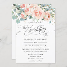 Chic Peach Floral Calligraphy Greenery Wedding