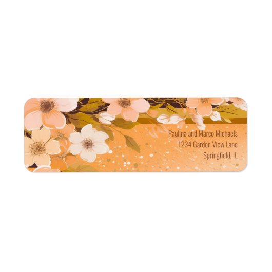 Chic Peach Floral Champagne Vrijgezellenfeest Part Etiket (Voorkant)