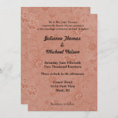 Chic Peach Floral Wedding Kaart (Voorkant / Achterkant)