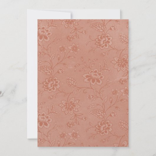 Chic Peach Floral Wedding Kaart (Achterkant)