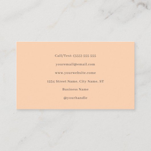 Chic Peach Gingham Groovy Visitekaartje (Achterkant)
