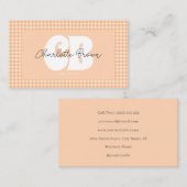 Chic Peach Gingham Groovy Visitekaartje (Voorkant / Achterkant)