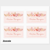 Chic Peach Golden Floral Handgemaakt door Rechthoekige Sticker (Vel)
