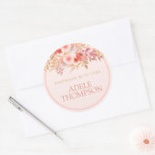 Chic Peach Golden Floral Handmade with Love Ronde Sticker (Envelop)