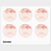 Chic Peach Golden Floral Handmade with Love Ronde Sticker (Vel)