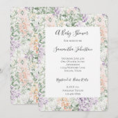 Chic Peach Lila Lavendel Bloemen Baby shower Kaart (Voorkant / Achterkant)