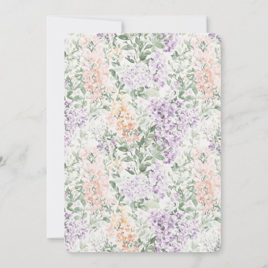 Chic Peach Lila Lavendel Bloemen Baby shower Kaart (Achterkant)