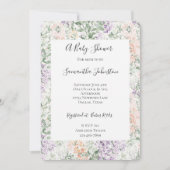 Chic Peach Lila Lavendel Bloemen Baby shower Kaart (Voorkant)