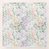 Chic Peach Lila Lavendel Bloemen Glazen Onderzetter (Voorkant)