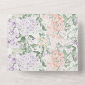 Chic Peach Lila Lavendel Bloemen Huwelijk All In One Uitnodiging (Achterkant)