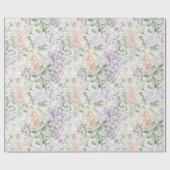 Chic Peach Lila Lavendel Bloemen Huwelijk Cadeaupapier (Vlak)