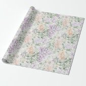 Chic Peach Lila Lavendel Bloemen Huwelijk Cadeaupapier (Uitgerold)
