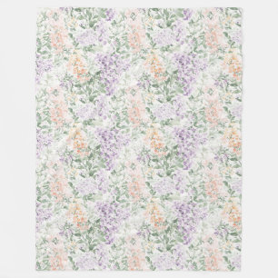Chic Peach Lila Lavendel Bloemen Huwelijk Fleece Deken