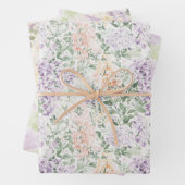 Chic Peach Lila Lavendel Bloemen Huwelijk Inpakpapier Vel (In situ)