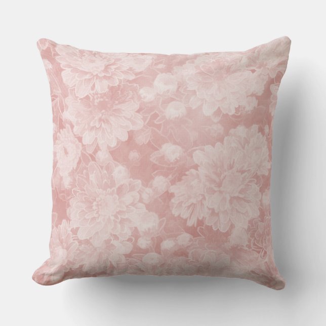 Chic Peach/Mint Floral Waterverf Pillow Kussen (Voorkant)