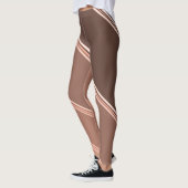 Chic Peach onder Grijze Banden Print Leggings (Links)