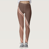 Chic Peach onder Grijze Banden Print Leggings (Voorkant)
