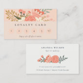 Chic Peach Oranje Blush Ambrosia Floral Loyalty Visitekaartje (Voorkant / Achterkant)