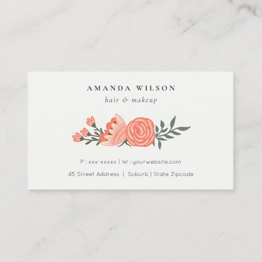 Chic Peach Oranje Blush Ambrosia Floral Loyalty Visitekaartje (Achterkant)