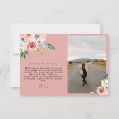 Chic Peach Pink Floral Letter Graduation Thank You Bedankkaart (Achterkant)