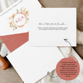 Chic Peach Rust Sinaasappel Floral Wedding met RSV All In One Uitnodiging