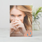 Chic Peach Splashes Fotogradatie Party Kaart (Staand voorkant)