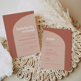 Chic peach terracotta arch bachelorette weekend kaart
