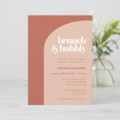 Chic Peach Terracotta Arch Brunch en Bubble Kaart (Staand voorkant)