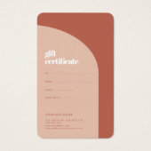 Chic peach terracotta arch gift visitekaartje (Achterkant)