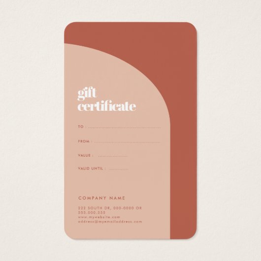 Chic peach terracotta arch gift visitekaartje (Achterkant)
