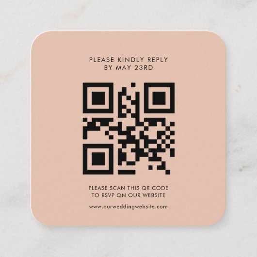 Chic peach terracotta arch QR code RSVP respons Informatiekaartje (Achterkant)