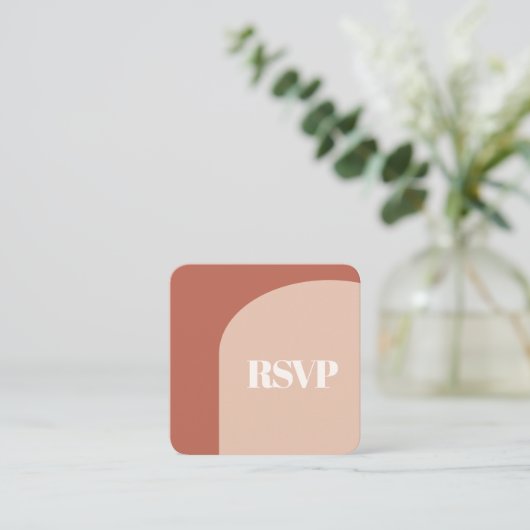 Chic peach terracotta arch QR code RSVP respons Informatiekaartje (Staand voorkant)