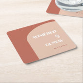 Chic peach terracotta arch wedding kartonnen onderzetters (Schuin)