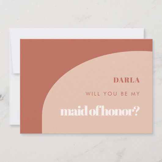 Chic peach terracotta Maid of honor proposal card Kaart (Voorkant)