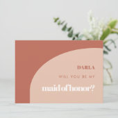 Chic peach terracotta Maid of honor proposal card Kaart (Staand voorkant)