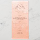 Chic Peach Waterverf, Monogram Weddenschap Menu (Voorkant)