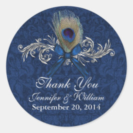 Chic Peacock Feather Wedding Favor Sticker