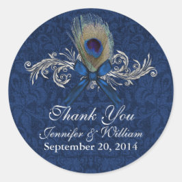 Chic Peacock Feather Wedding Favor Sticker