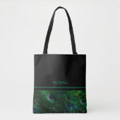 Chic Peacock Feathers Monogrammed Tote Bag (Voorkant)