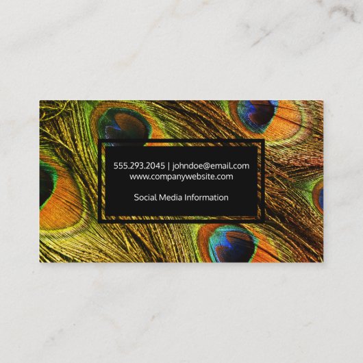 Chic Peacock Feathers Patroon Visitekaartje (Achterkant)